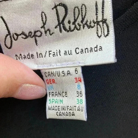 Joseph Ribkoff black, jersey knit, stretch, gathered at the waist, flowing dress - Picture 6 of 7